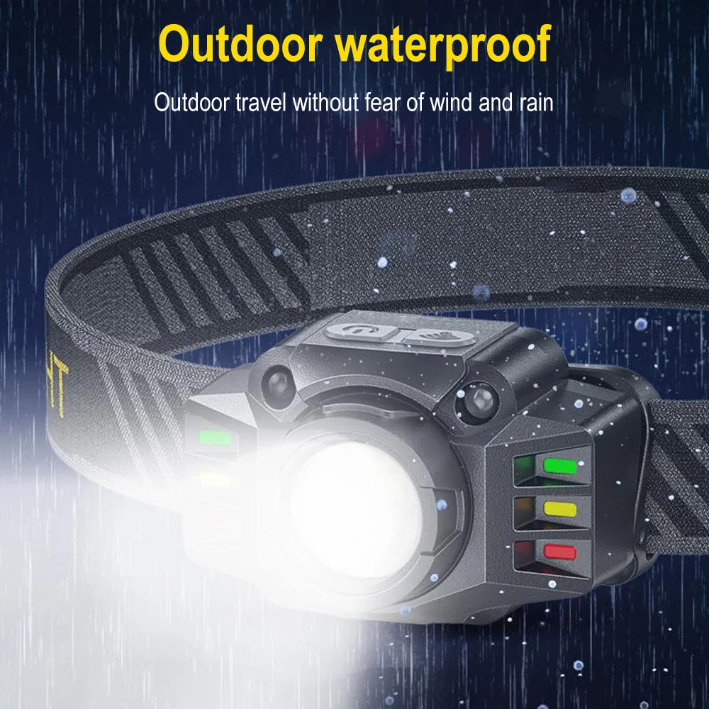 Altiro A6A Rechargeable LED Motion Sensor Headlamp – USB C Head Torch for Fishing, Camping & Outdoor Work