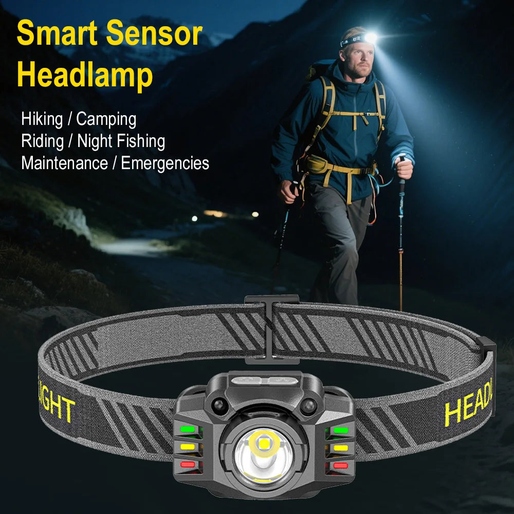 Altiro A6A Rechargeable LED Motion Sensor Headlamp – USB C Head Torch for Fishing, Camping & Outdoor Work