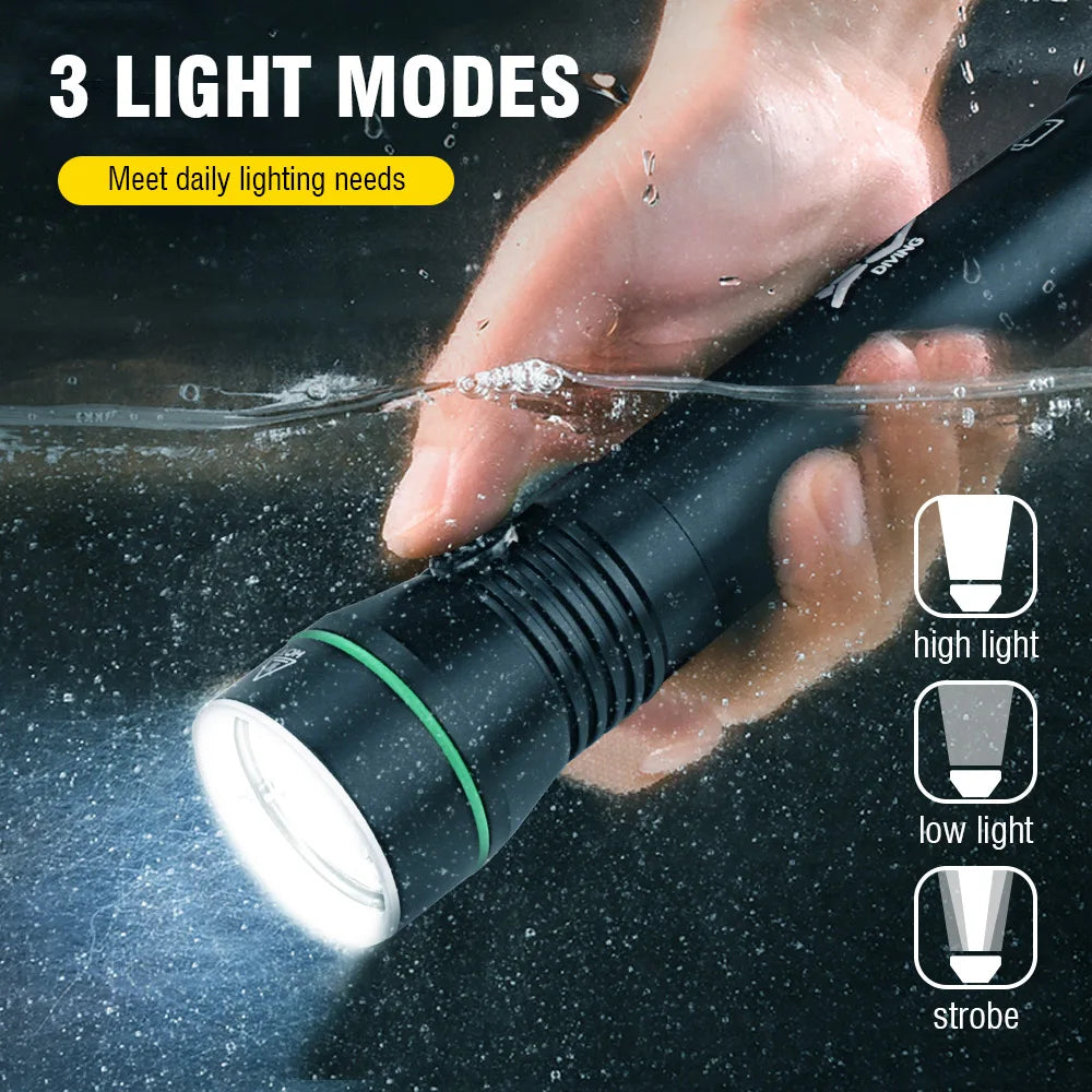 Altiro AT0311B 2000 Lumen IPX8 Diving Flashlight – 26650 Rechargeable Torch NZ