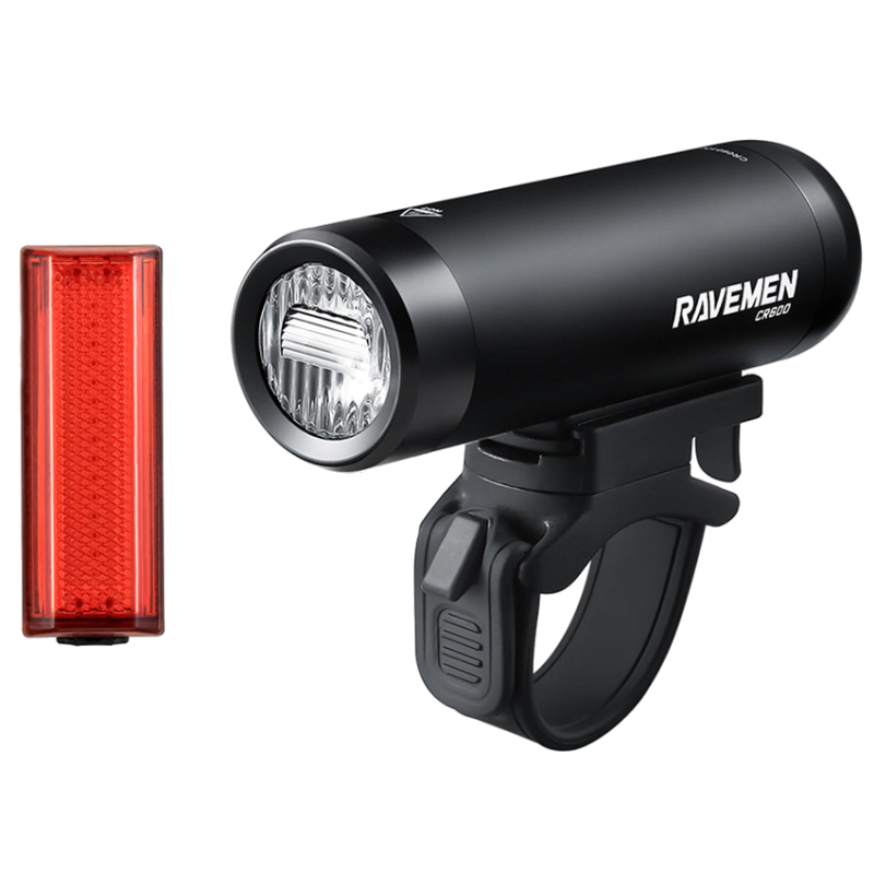 Ravemen CR600 / TR20 Bike Light Set – USB Rechargeable Front & Rear, 600 Lumens