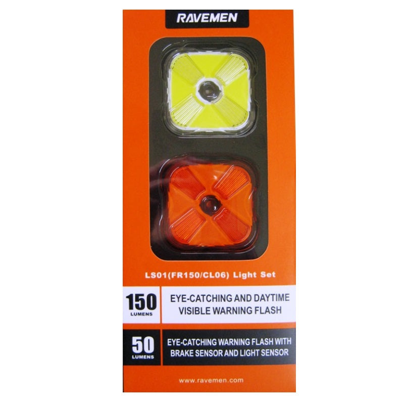Ravemen FR150 / CL06 Bike Light Set – USB Rechargeable Front & Rear, 150 Lumens