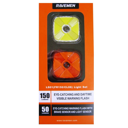 Ravemen FR150 / CL06 Bike Light Set – USB Rechargeable Front & Rear, 150 Lumens