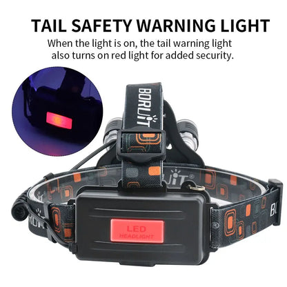 BORUiT RJ-3000 LED Headlamp – USB-C Rechargeable, High-Output